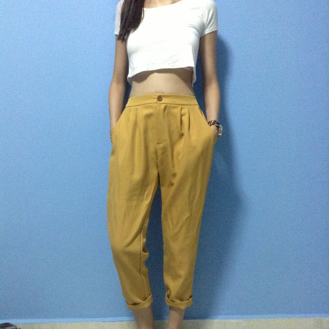 Mustard Yellow Baggy Pants, Women's 