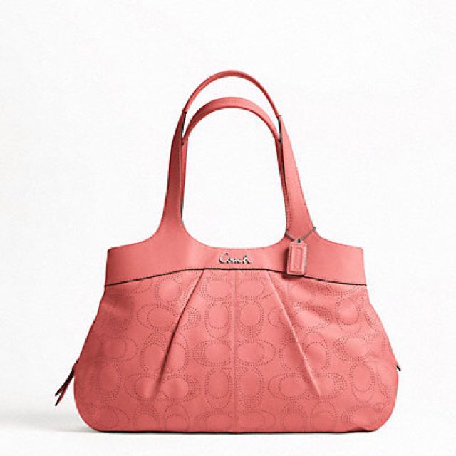 COACH CORAL PERFORATED LEATHER LEXI PURSE TOTE BAG 19258 Luxury on Carousell