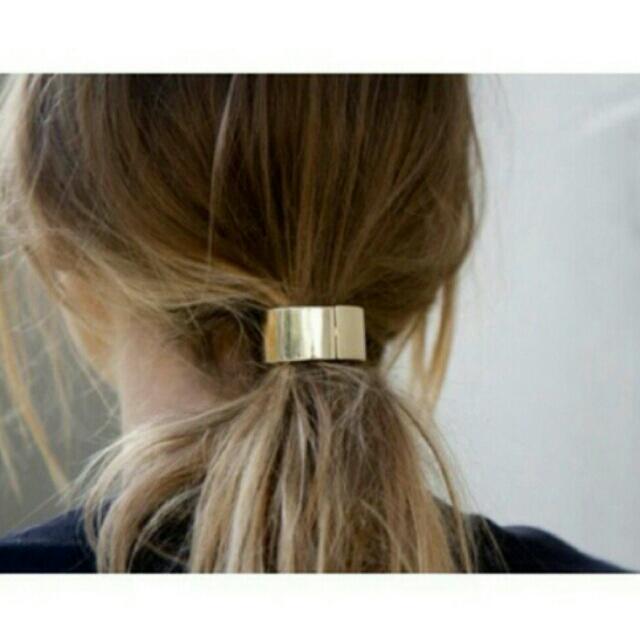 Gold Cuff Hair Tie Women S Fashion On Carousell