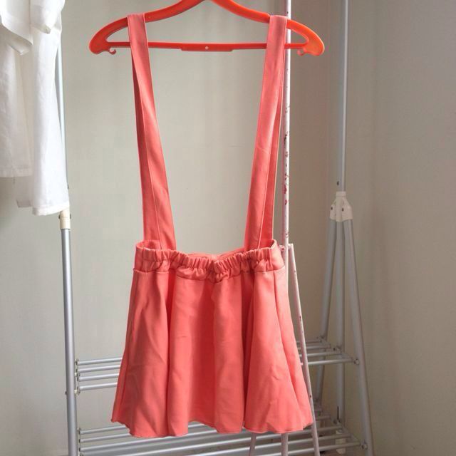 Gave Away Item Pastel Orange Suspender Skirt Women s Fashion