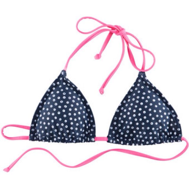 blue polka dot bikini top