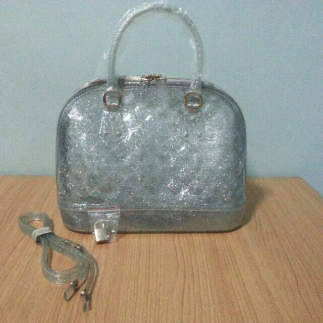 Louis Vuitton INSPIRED jelly bag in silver glitter Luxury on
