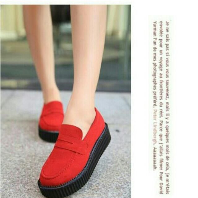 Red shop suede creepers
