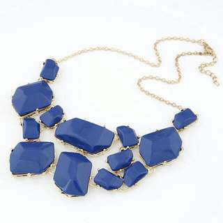 Geometric Stone Statement Necklace In Cobalt