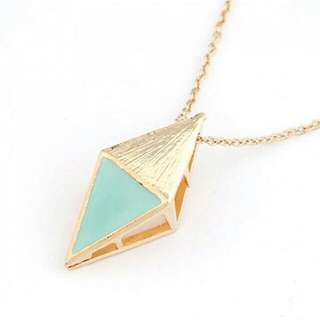 Double Triangle Long Necklace In Mint