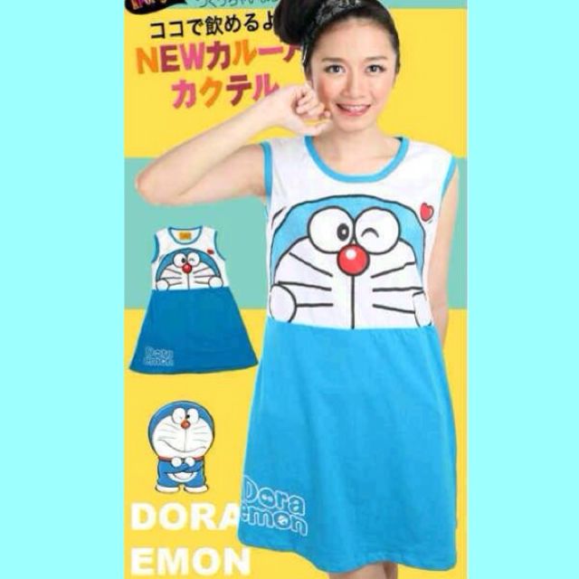 Doraemon Dress Fesyen Wanita Pakaian Wanita Gaun And Rok Di Carousell 