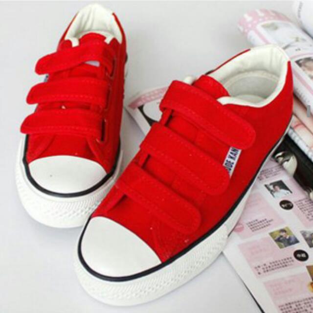 Red deals velcro sneakers