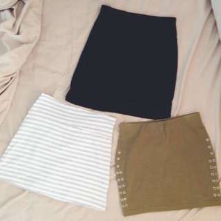 Striped Bandage Skirt & Army Green Bandage Skirt