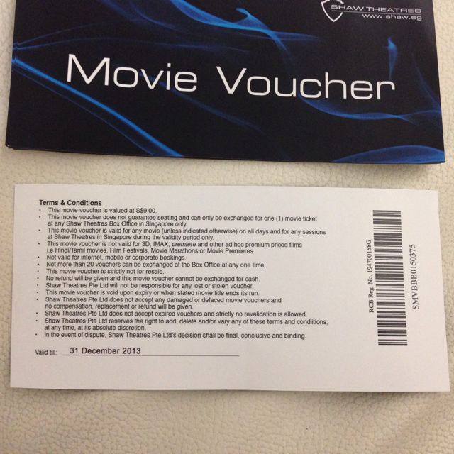 [ALL PENDING] Movie vouchers (Shaw Theatres), Tickets & Vouchers