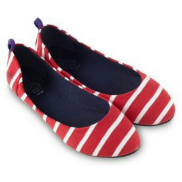 BN Red And White Striped Flats Women s Fashion Footwear Flats