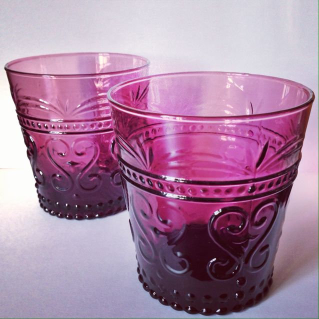 Deep Purple Embossed Glass Cups, Furniture & Home Living, Home Decor