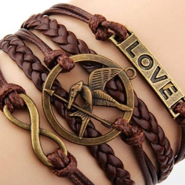 The Hunger Games Mockingjay Blue Brown Katniss District 12 Adjustable  Bracelet | eBay