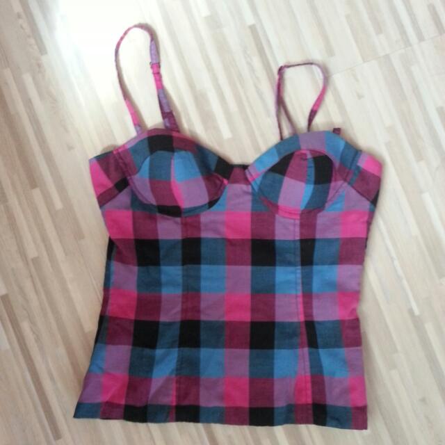 plaid bustier top