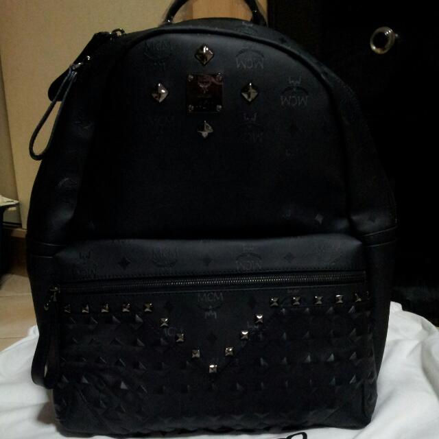mcm black stark backpack