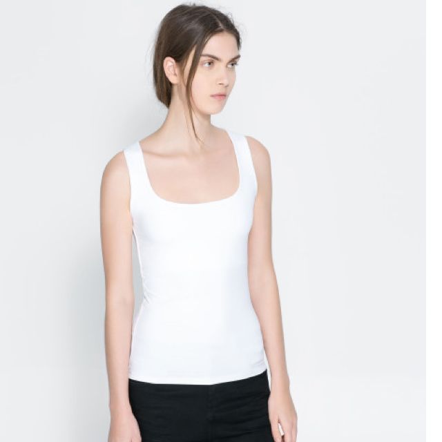 zara white sleeveless top