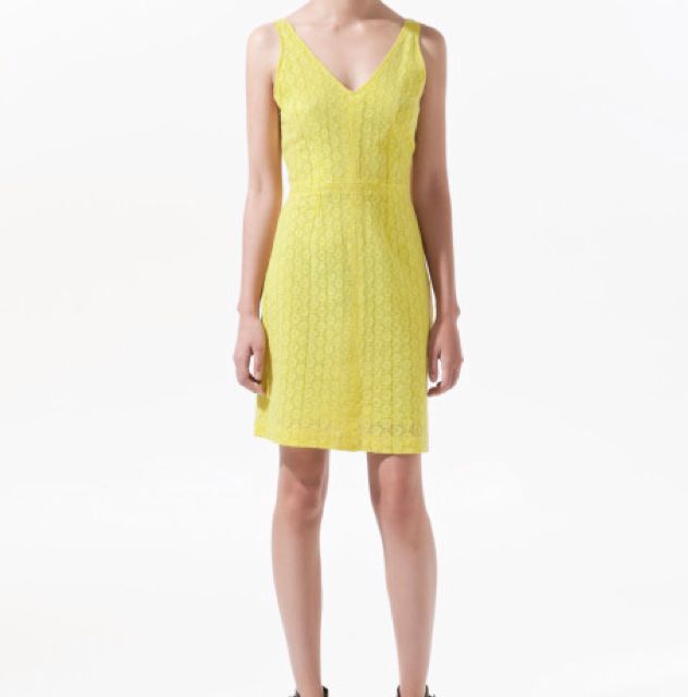 neon yellow dress zara