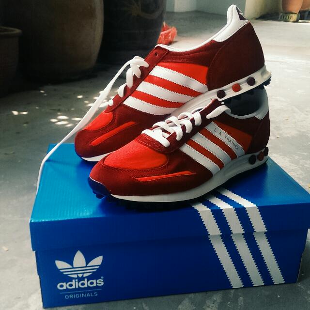 Adidas L.A Trainer red Vivid Shoes, Men's Fashion on Carousell