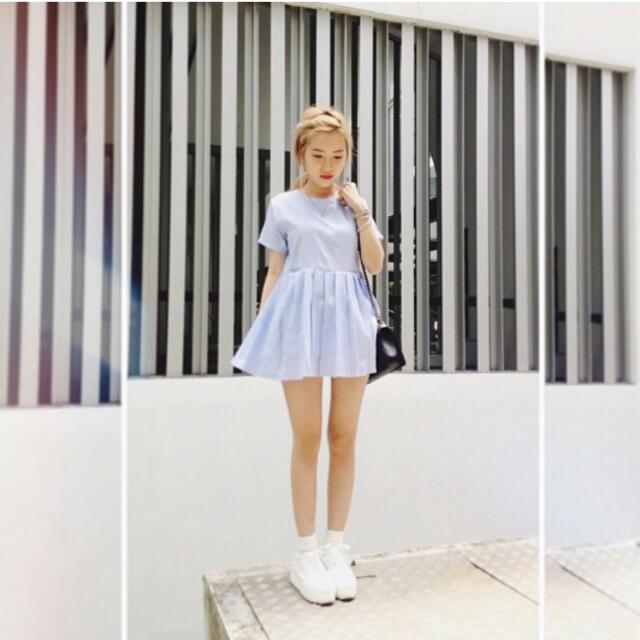 blue stripe babydoll dress as seen on rachel wong, Women's Fashion