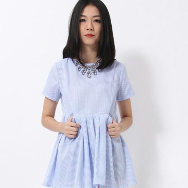 blue stripe babydoll dress as seen on rachel wong, Women's Fashion