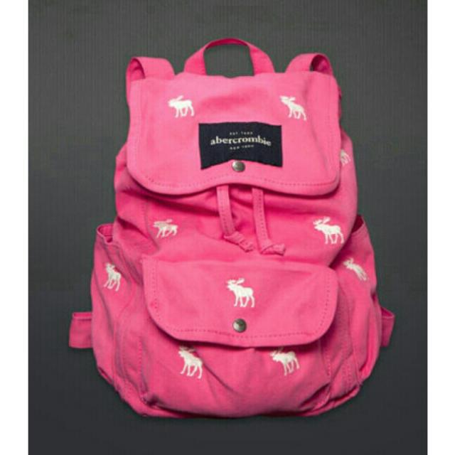 Abercrombie & Fitch Classic Pink Moose Backpack, Women's Fashion, Tops ...