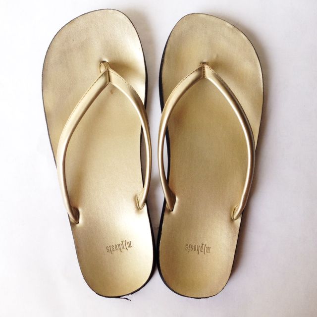 M phosis Gold Slippers Women s Fashion Footwear Flipflops and