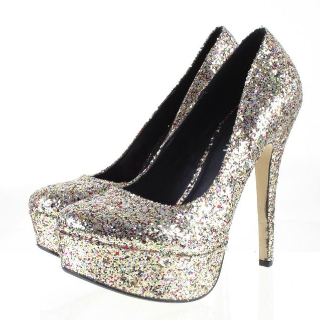multi glitter heels