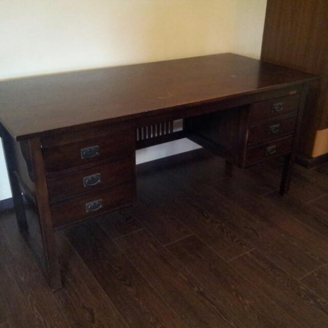 Picket & Rail Solid Wood Study Table, Furniture & Home Living