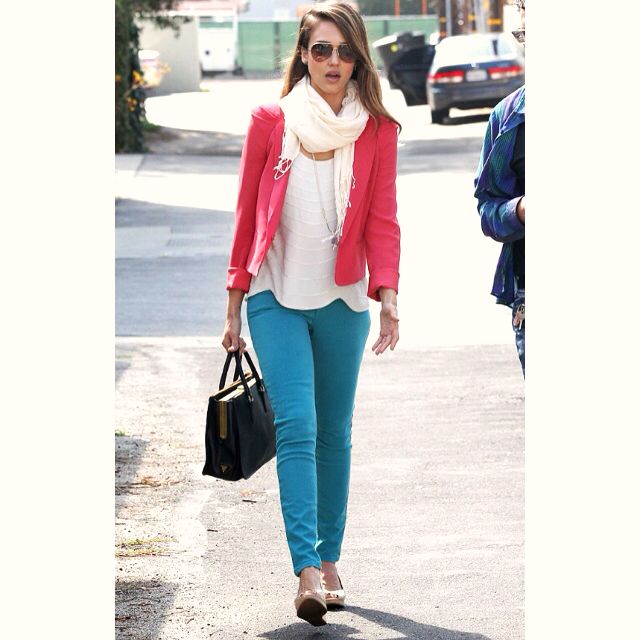 Preloved Hollywood Celebrity Jessica Alba Turquoise 7 8 Jeans