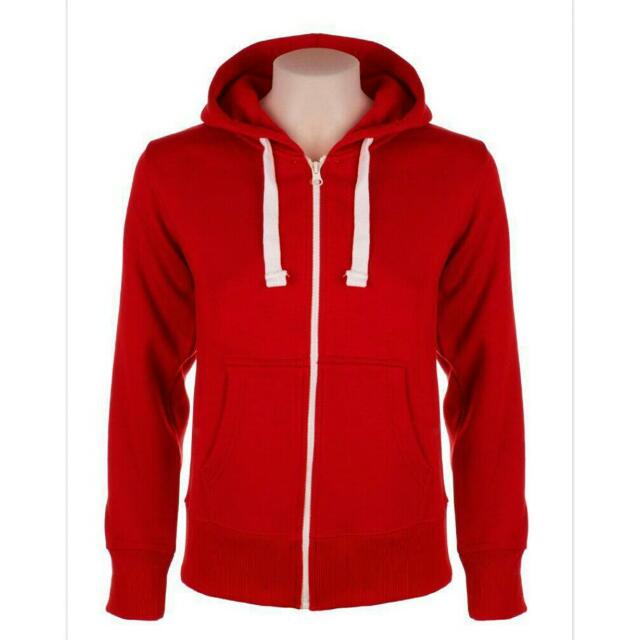 Red and white hotsell zip up hoodie