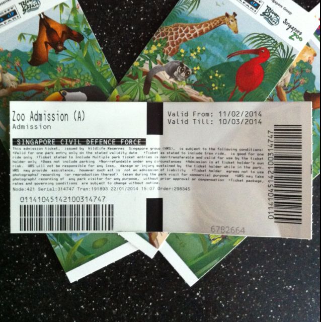 Singapore Zoological Garden Tickets, Tickets & Vouchers, Local