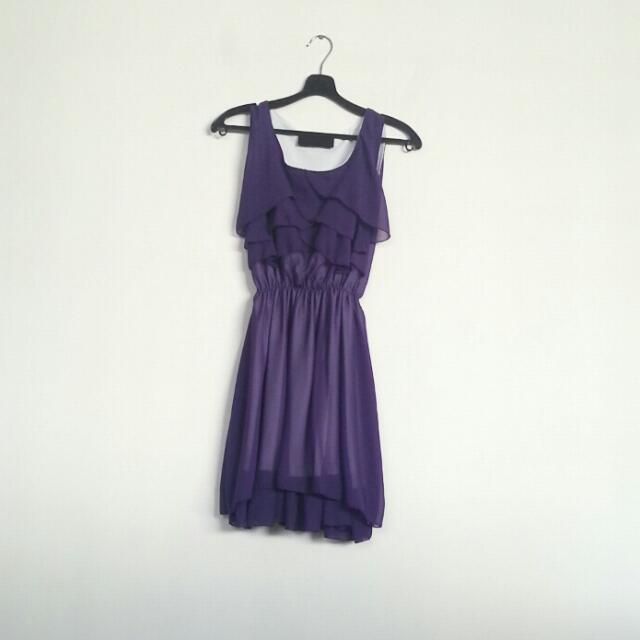 Purple Ruffle Dress, Women's Fashion, Dresses & Sets, Dresses on Carousell