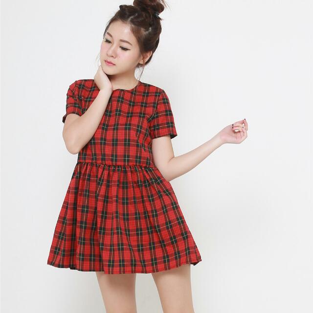 Plaid babydoll dress clearance