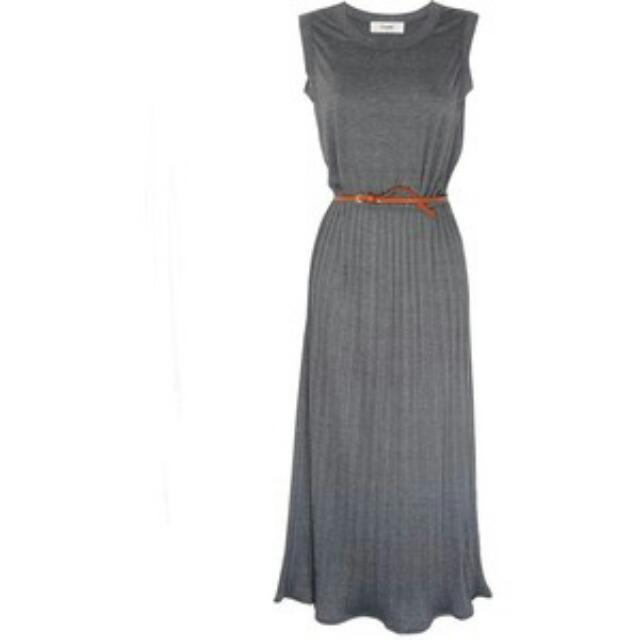Charcoal Grey Midi Dress, Women's