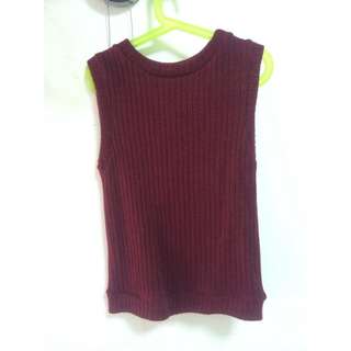 Maroon Knitted Crop Top