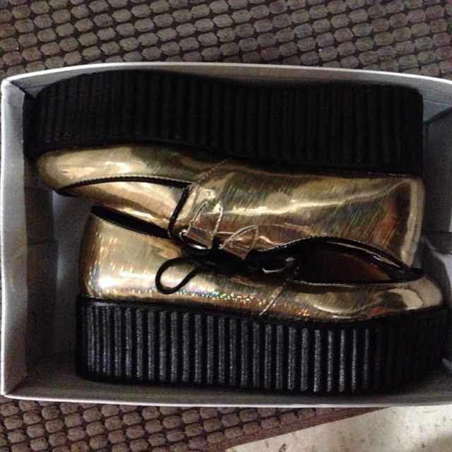 Gold Holographic Creepers Women s Fashion Footwear Flipflops