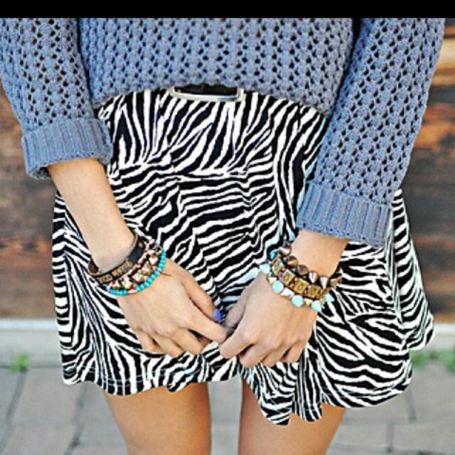 Zebra Print Skater Skirt, Women's Fashion, Bottoms, Skirts on Carousell