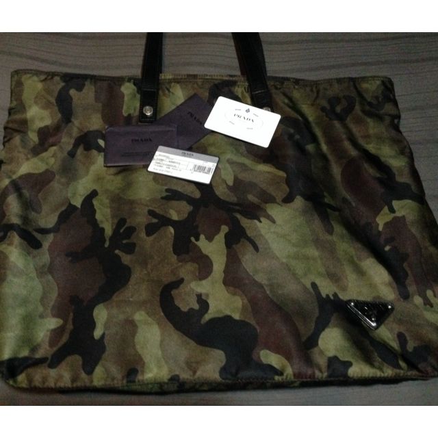New PRADA Camouflage Tessuto Shopping Bag Tote 1BG626- Auth Card, Dust Bag