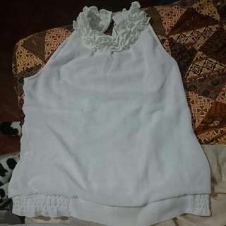 White Rosette Sleeveless Top