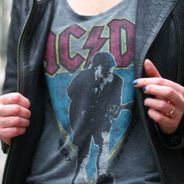 Grey Acdc H M Shirt Women S Fashion On Carousell