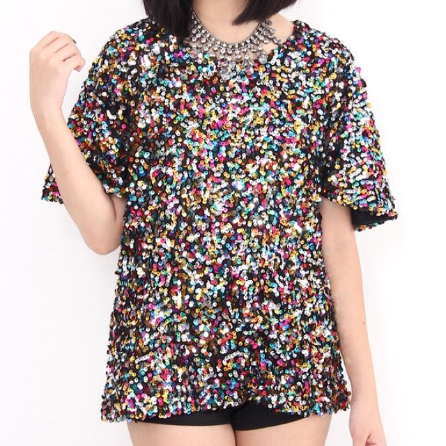 colorful sequin top