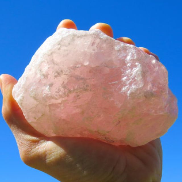 large raw rose quartz