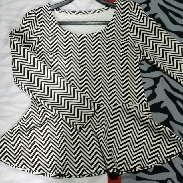 black & white peplum top