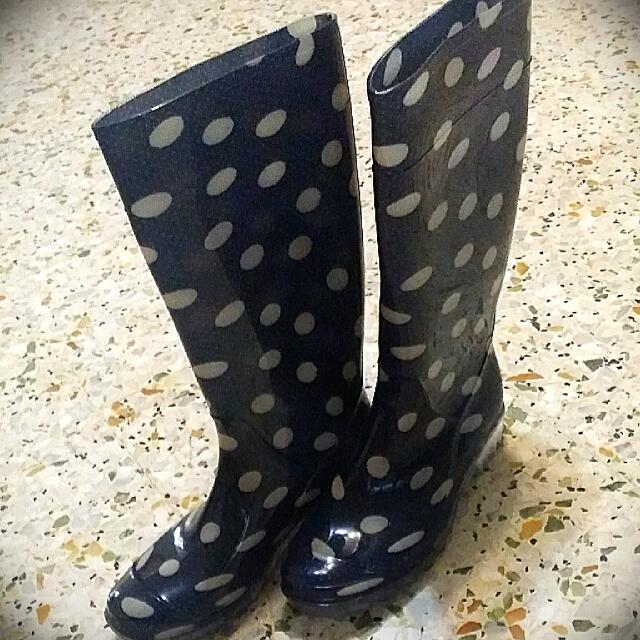 Polka Dotted Rain Boots Women s Fashion Footwear Boots on Carousell