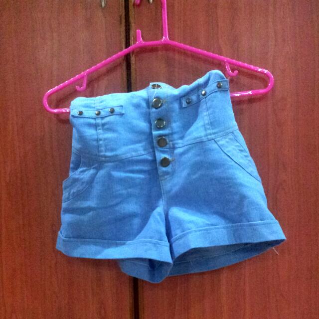 Light Blue High Waisted Shorts , Women's Fashion, Bottoms, Shorts on