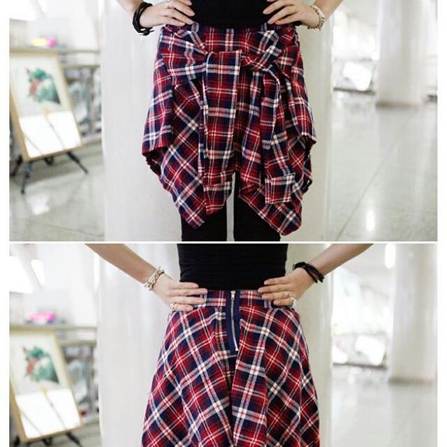 tied up plaid shirt