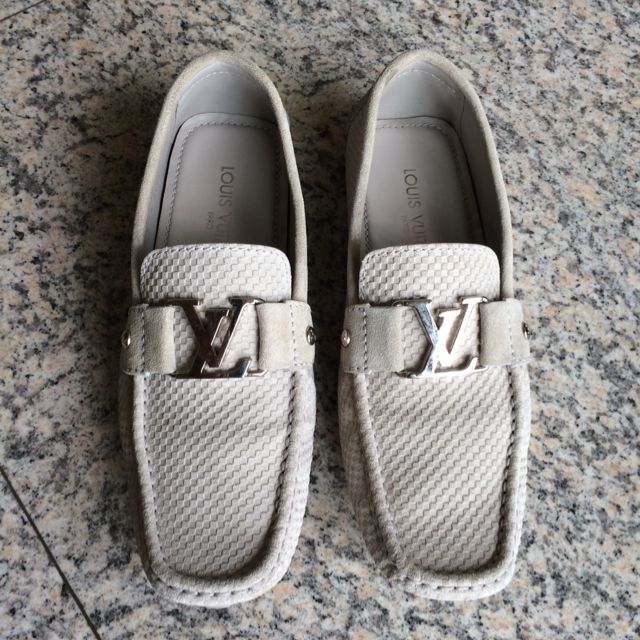 Louis Vuitton Grey Suede Damier Ebene Check Monte Crarlo Loafers