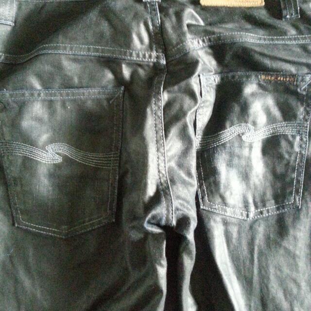 nudie thin finn black coated indigo