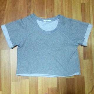 Grey Crop Shirt