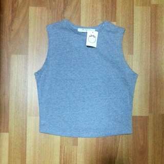 Grey Sleeveless Crop Top