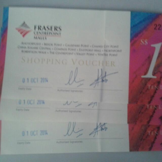 Fraser Centrepoint Malls Voucher , Tickets & Vouchers, Vouchers on